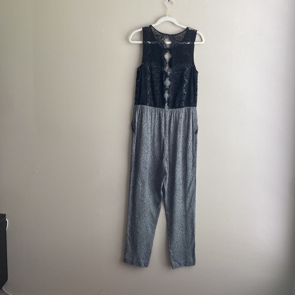 Anthropologie Elevenses Black Eyelash Lace Jumpsuit with Pockets size 10 - Picture 4 of 8